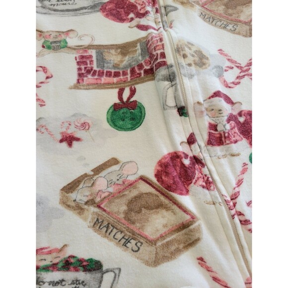 Burts Bees Baby Organic Cotton Pajama Sleeper 6-9 Months Christmas Mouse - Picture 5 of 7